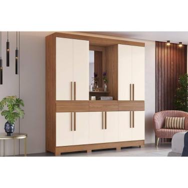 Imagem de Guarda Roupa 10 Portas E 3 Gavetas C/ 1 Espelho C/ Pés Briz B374 Nature/off White - Henn