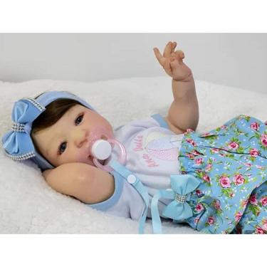 Imagem de Bebê Reborn Realista 50cm 2kg Banho Olhos Azuis Princesa