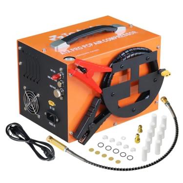 Imagem de TOAUTO Compressor de ar A1X-PRO PCP, 4500Psi 30Mpa, design portátil de carretel de fio, conversor embutido, livre de água/óleo, partida com um botão, disco de ruptura, por bateria de carro de 110 V CA