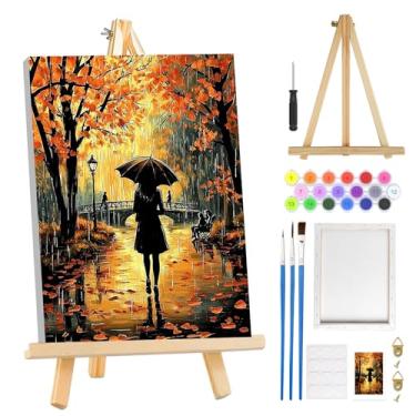 Imagem de MOGTAA Kit de pintura por números para meninas para adultos iniciantes com moldura, kits de pintura por números em tela com cavalete, kits de pintura a óleo DIY fáceis para decoração de casa, 20 x 30