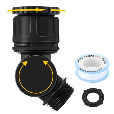 Imagem de Enhon 1 peça de conectores giratórios ajustáveis de 180° e 360°, adaptador de mangueira de jardim, extensor de mangueira de rosca de 3/10.2 cm, 1 anel de borracha sobressalente, 1 fita Waterstop