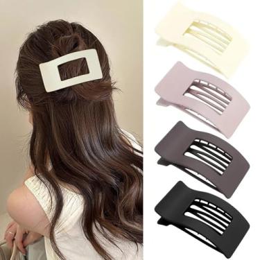 Imagem de Grampos de cabelo planos para mulheres e meninas, grampos de garra planos foscos, fixação forte e lateral grande para todos os tipos de cabelo, grampo de garra de mandíbula com bico de pato