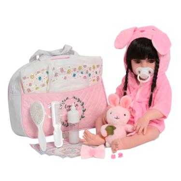 Imagem de Boneca Reborn Bebê Realista Corpo Silicone Roupão Coelho