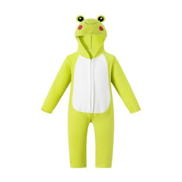 Imagem de InBakjade Macacão com capuz para bebês meninos meninas sapo fofo 2 anos verde