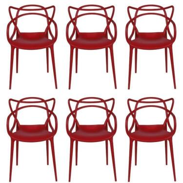 Imagem de Kit com 6 Cadeiras para Sala de Jantar Allegra Solna Vermelho