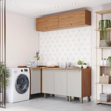 Imagem de Lavanderia Modulada 05 Peças com Tampo Yasmin Marrom/Areia