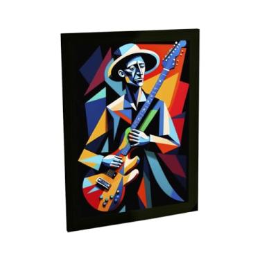 Imagem de Quadro Decorativo Guitarra Blues Ilustração Geométrica Decoração Poster Quarto Sala
