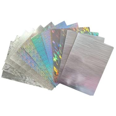 Imagem de 12 folhas de papelão metálico brilhante de alta qualidade com padrão laser holográfico, quadro de pôster brilhante 30,5 x 20,32 cm 250 g/m2 para corte de papel de scrapbook, dobra ou modelagem