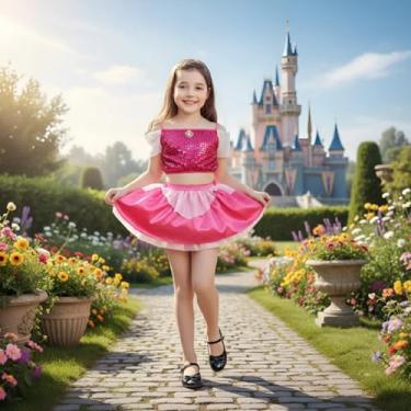 Imagem de Fantasia Princesa Bela Adormecida Cropped e Saia Tamanho: M - 5 a 8 Anos