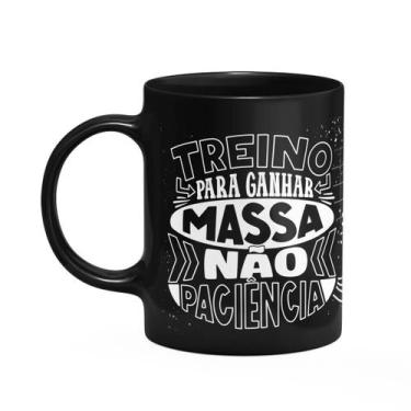 Imagem de Caneca Fitness Academia - Treino pra ganhar massa - Preta - JPS INFO