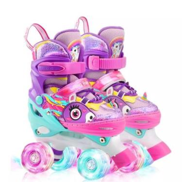 Imagem de Patins Infantil Unicórnio Ajustável Rodas Em Led - Pro Baby, 27/31