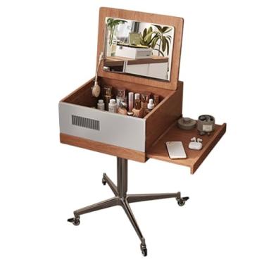 Imagem de Escrivaninha de penteadeira Penteadeira de madeira sólida elevável, quarto pequeno, apartamento, penteadeira móvel, pequena, mini mesa maquiagem