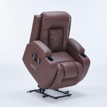 Imagem de Cadeira de Massagem Poltrona do Papai Lift Reclinável Austin Elétrica Aquecimento PU Marrom Chocolate G94 - Gran Belo