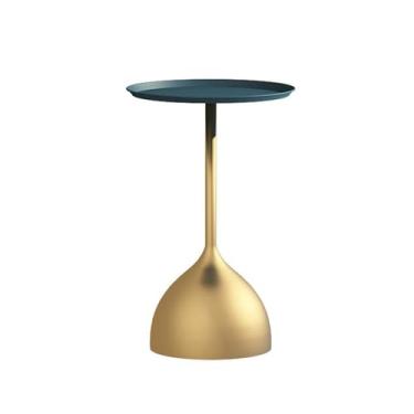 Imagem de Mesa de centro de design simples, mesa lateral de sofá redonda, mesa pequena de metal para sala de estar, lanches para espaços pequenos, quarto, sala de estar, café e sala de estar, mesa lateral