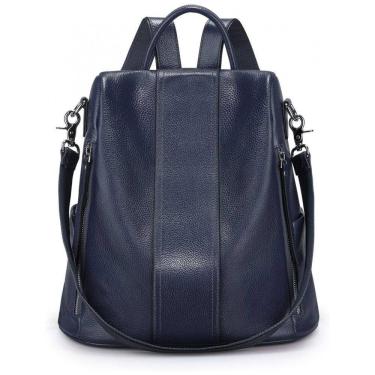 Imagem de Mochila Feminina de Couro Conversível para Bolsa de Ombro, S ZONE, Azul