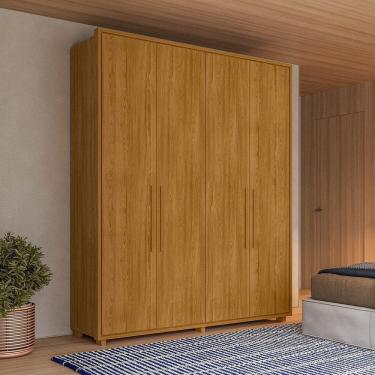 Imagem de Guarda-Roupa Casal 4 Portas 3 Gavetas 100% MDF com Pés Greco