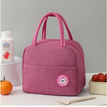 Imagem de Bolsa Térmica Lancheira Marmita com Alça, Impermeável, Reforçada e Isolamento Interno em Alumínio (ROSA)