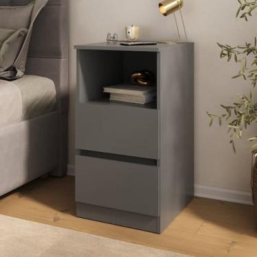 Imagem de Mesa de Cabeceira 38,5cm com 2 Gavetas Multimóveis MP4395, Grafite