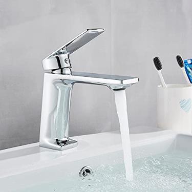Imagem de RAUGAJ Torneiras, Torneira da bacia Banheiro Pia Torneira Cromada Pia Deck Lavanderia Vintage Misturador de Água Quente e Fria Guindaste de Madeira Torneira de Banheiro Torneira / Cromo - Polonês