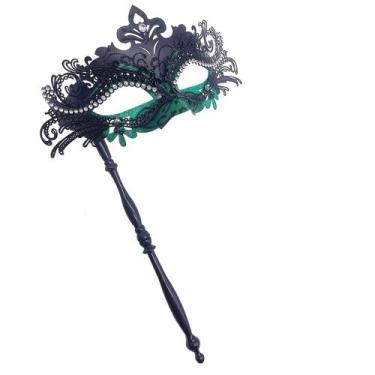 Imagem de Máscara Masquerade Geek-M para mulheres/homens com bastão verde
