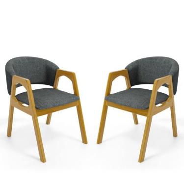 Imagem de Kit Com 2 Cadeiras Agatha Madeira Maciça Estofada Para Mesa De jantar 
