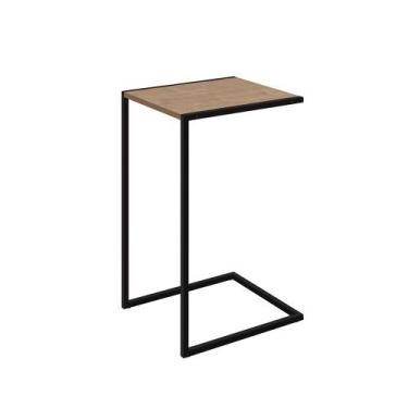 Imagem de Mesa Lateral Multiuso Estilo Industrial Vermont Base Metálica Preto - 