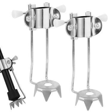 Imagem de 2 peças de fixação de ponta de cana de gelo, pontas de metal resistente para neve antiderrapante muleta pontas de gelo pés de ponta de 5 garras acessórios de aderência de cana de gelo para bengala de