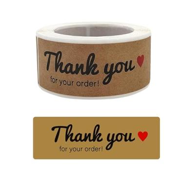 Imagem de 120 peças/rolo de adesivos de agradecimento, etiquetas de papel kraft de 2,5 x 7,6 cm, adesivo forte, para embalagens de pequenas empresas, sacolas de presente, envelopes, produtos feitos à mão