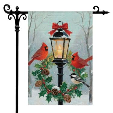 Imagem de Bandeira de jardim de inverno, lanterna brilhante para jardim de inverno para fora, bandeiras decorativas de quintal de dupla face, presentes de Natal, decoração de natal de fazenda sazonal, bandeiras