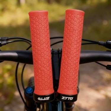 Imagem de Punhos de guidão de bicicleta, alças de borracha para mountain bike, para bicicleta dobrável Beach Cruiser, confortável e antiderrapante vermelho