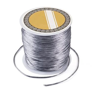 Imagem de 70 m/70 m, cordão de cetim com acabamento de nylon, acabamento de nylon, cordão de contas cinza para nó chinês trançado Kumihimo macramê amizade, pulseiras para fabricação de joias azul-celeste claro