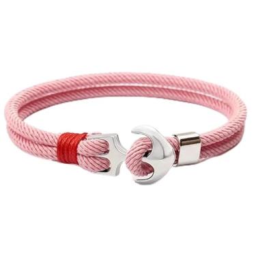 Imagem de Pulseira trançada de âncora náutica, joia artesanal de corda multicolorida para homens e mulheres, One Size, Poliéster, Sem Pedra Preciosa