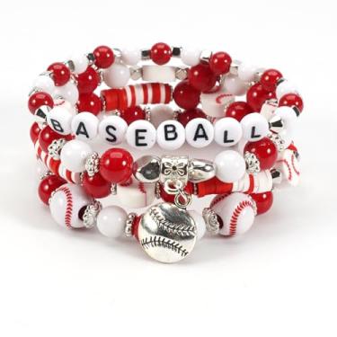 Imagem de Pulseira esportiva com bola elástica basquete futebol beisebol vôlei jogo dia esportes conjunto de pulseiras líderes de torcida, One Size, Resina, Sem Pedra Preciosa