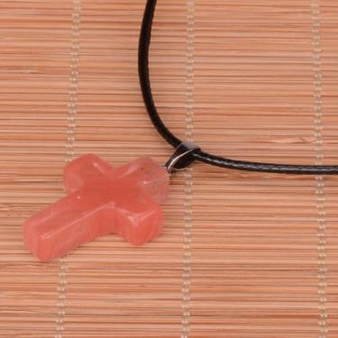 Imagem de Colar de cruz de cristal de pedra natural ametista transparente quartzo cereja quartzo amarelo ágata verde aventurina cruz colar para mulheres e homens, one size, Cristal, Sem Pedra Preciosa