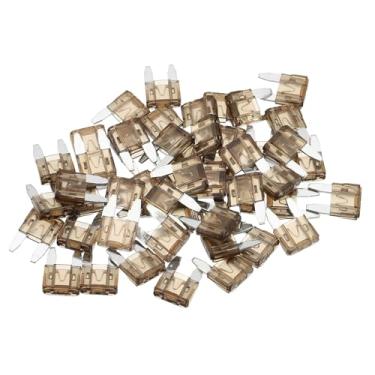 Imagem de Generic 50 peças mini 7,5 AMP APM/ATM fusíveis universais estilo lâmina fusíveis de carro proteção contra curto-circuito - automotivo carro barco caminhão SUV RV - plástico metal preto