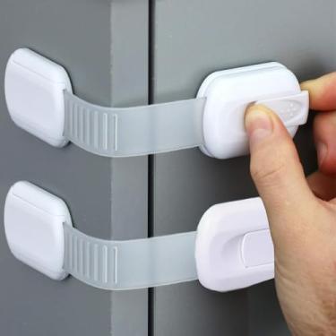 Imagem de Fechaduras de armário de segurança, alça ajustável com adesivo 3M para armário de cozinha, gaveta, porta, geladeira