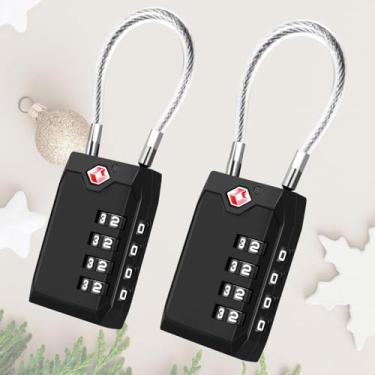 Imagem de Pacote com 2 fechaduras de bagagem de viagem, combinação de cabos de 4 dígitos, cadeados de liga metálica, cadeado à prova de intempéries para armário, bolsa, estojo de arma, mochila, antirroubo