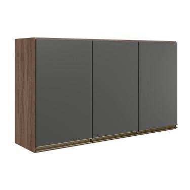 Imagem de Armario Aereo 3 Portas Mdf 120 Cm Kali 12197 Carvalho Toq Chumbo Nicioli Carvalho Toq C...