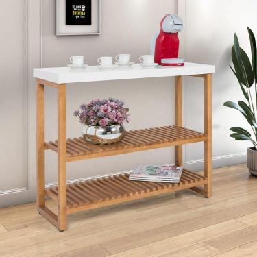 Imagem de Estante Aparador Buffet Gold Com 2 Prateleiras Luxo Branco