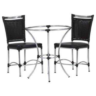 Imagem de 2 Cadeiras Jk E Mesa Alumínio Para Cozinha Varanda Edícula Tabaco