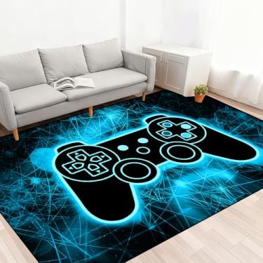 Imagem de Tapetes de área de videogame de jogos para meninos, adolescentes, moderno, moderno, moderno, estilo tecnológico, decoração de casa, controle de gamer, gamepad, tapete de área de chão, tapete de