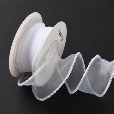 Imagem de 4 metros/rolo de fita de organza de 4 mm fita de malha com bordas de laço para fazer joias pacote de embrulho de presente vestido bolsa de roupas acessórios de casamento, aniversário, férias, festa