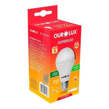 Imagem de 3X Lâmpada Led Ourolux A60 Bulbo Cor Branco-Quente 9W 3000K