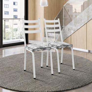 Imagem de Conjunto Com 2 Cadeiras Para Cozinha Europa Branco- Floral Cinza