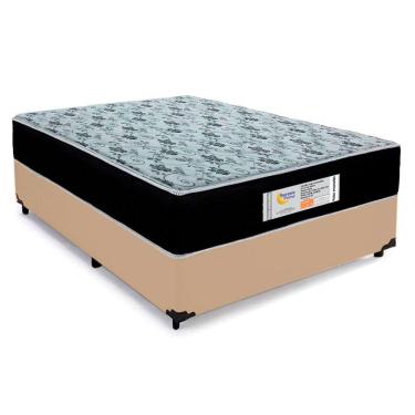 Imagem de Cama Box Casal Sintético + Colchão Molas Ensacadas Sereneprime Sonnolux 138cm Bege Suporta Até 110kg Por Pessoa