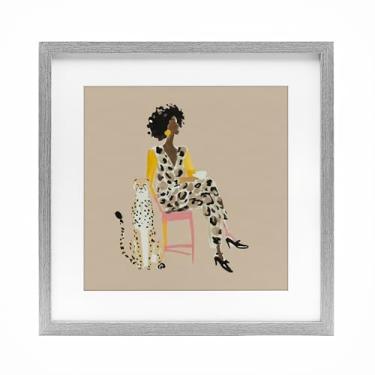 Imagem de Stupell Industries Savage Chic Glam com estampa emoldurada cinza leopardo sob vidro, design por Svetlana Aleynikova, 33 x 33