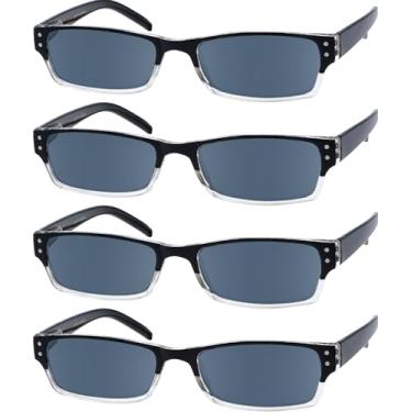 Imagem de Eyekepper Óculos de leitura - Pacote com 4 óculos de sol de leitura para mulheres e homens, óculos de leitura sob o sol, óculos de leitura de dois tons, 4 peças de lentes cinza, 4 Count (Pack of 1)