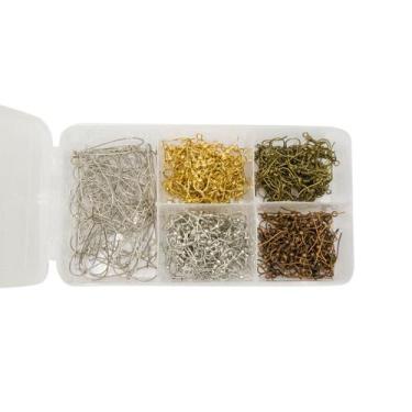 Imagem de Kit Base de Brinco Níquel Dourado Ouro Velho Cobre 250pçs + Caixa Divi