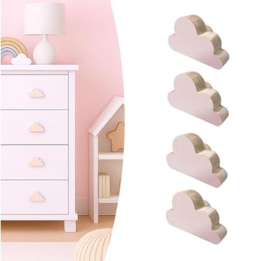 Imagem de 4 Puxadores Nuvem Rosa Infantil Porta Cômoda Gaveta Móveis Quarto