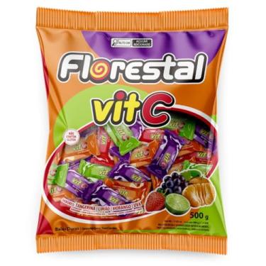 Imagem de Bala Dura Vit C Sortida 500g Florestal C/100un | Vitamina C | Tangerina, Limão, Uva, Morango